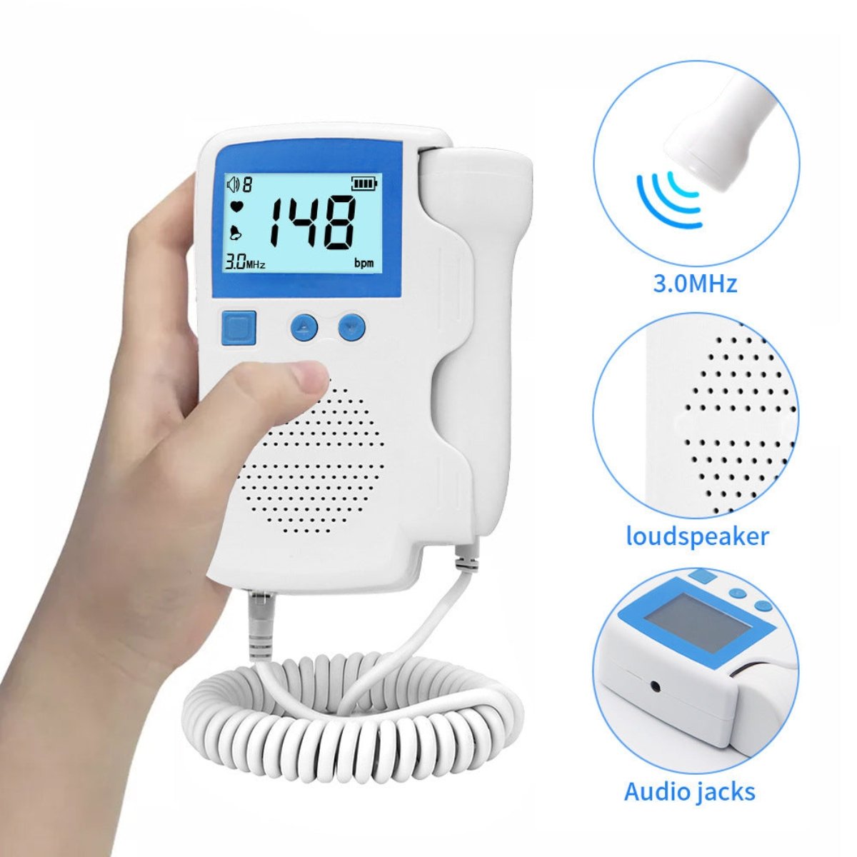 SpringBud FD-350B FDA Fetal Heart Doppler Upgraded 3MHz Probe by using the latest technology - SpringBud