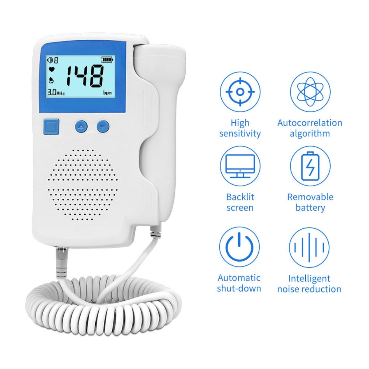 SpringBud FD-350B FDA Fetal Heart Doppler Upgraded 3MHz Probe by using the latest technology - SpringBud