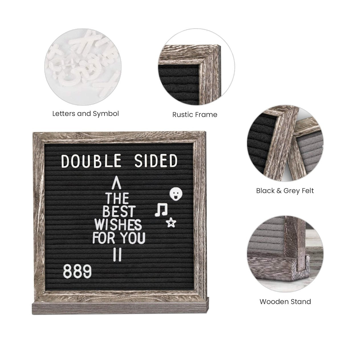 SpringBud Double Sided Letter Board with White Letters - SpringBud