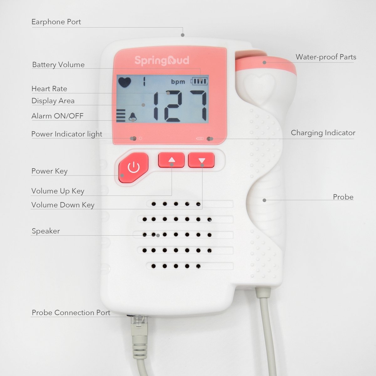 SpringBud FD-200B Fetal Doppler Heart Beat Monitor - SpringBud